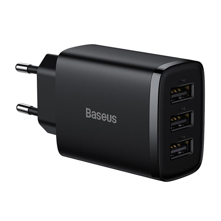 INCARCATOR RETEA 3XUSB FAST CHARGING 17W BASEUS - NEGRU