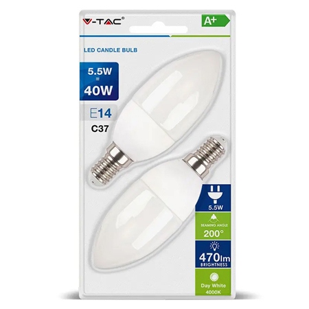 BLISTER 2 BECURI LED E14 5.5W 6400K ALB RECE